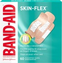 Band-Aid Brand Skin-Flex Adhesive Bandages for First Aid & Wound Care of Minor Cuts, Scrapes & Burns, Flexible Sterile Bandages Great for Fingers, Hands & Knees, Assorted Sizes, 60캐럿