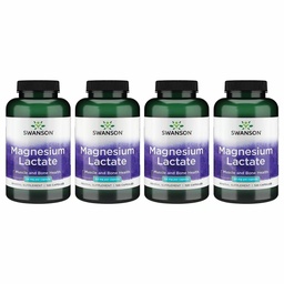 Swanson Magnesium Lactate - 근육과 뼈 건강 지원 촉진 - Gentle Absorption 용 Lactose-Free Lactate Mineral Form - (120 캡슐, 84mg 각각) 4 팩