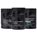스포츠 연구 L 글루타민 (100 인분), 크레아틴 Monohydrate (60 인분) 및 Probiotics & Ginger (90 인분)가있는 소화 효소 - 모든 Non-GMO Verified, Vegan & Gluten Free