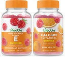 비타민 D, Gummies 번들이있는 Lifeable Vitamin E + 칼슘 - 훌륭한 타스팅, 비타민 보충, 글루텐 무료, GMO 무료, Chewable Gummy