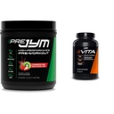 JYM 보충 과학 PRE JYM 30 서빙 - Strawberry Kiwi & tamin & 광 지원, 비타민 A, C, B6, B12, E, K, Boron, Biotin, 칼륨 60 정제