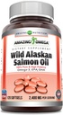 놀라운 오메가 야생 알래스카 연어 오일 (Omega-3, EPA / DHA) 보충 | 2400 Mg Per 서빙 | 120 Softgel | Non-GMO | 글루텐 프리 | 미국