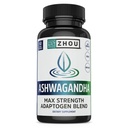 Zhou Ashwagandha - 여성 및 남성을위한 Ashwagandha 및 Rhodiola, Adaptogen Ashwaganda Extract 1200mg with Black Pepper, Adaptogenic Support Supplement for Calm, Mood, Sleep - 60 Vegan 캡슐