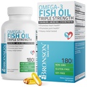 Bronson 오메가 3 물고기 기름 세겹 힘 2720 mg의 높은 EPA 1250 mg DHA 488 mg의 비 GMO 무거운 금속은, 180 Softgels 시험했습니다