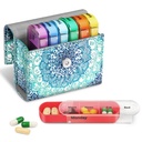 FINPAC Weekly Pill 주최자 4 Times A Day, Slide Open PU 가죽 케이스 여행 알약 비타민 의학 Reminder 및 Planner with Name Card for Morning| 오후| 저녁| 베드 타임 (Emerald Illusion)