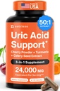1 Uric Acid Flush Cleanse의 3 – Turmeric & Celery Seed Supplement Purge와 Tart Cherry Extract - 발 및 관절 지원 - 60 Veggie 캡슐