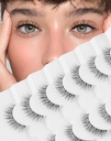 Natural False Eyelashes Clear Band Lashes Natural Look Jiocolor Wispy Faux Mink Lashes Demi-wispies Fake Lahes 12MM 7 쌍 Wispy Dream(7mm-12mm)