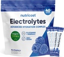 Nutricost Electrolytes Powder Hydration Packets (블루 라즈베리, 40 서빙) 낮은 Calorie Keto Electrolytes Stevia - Non-GMO, 글루텐 무료 설탕 무료