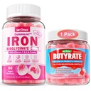 Butyrate Gummies + 철 Bisglycinate 26mg는 Gummies를 채웠습니다