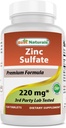 최고의 자연 아연 황산 220 mg 120 정제 - 제 3 자 실험실 테스트 - 미국에서 만든 - 글루텐 무료 & 비 GMO