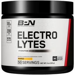 BARE PERFORMANCE NUTRITION BPN Electrolytes Hydration Drink Mix | 슈가프리 일렉트로테 파우더 | 500mg의 나트륨 섭취 | Naturally Sweetened | 망고, 50 인분