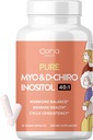 Vegan Myo-Inositol & D-Chiro Inositol 여성용 보충 - PCOS 릴리프, Hormonal Balance, Ovarian Support, Ovulation Support Supplement - 이상 비율 40 : 1-90 모자 - 여성용 불용성 보충제