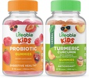 Lifeable Probiotic 2 억 CFU Kids + Turmeric Curcumin Kids, Gummies Bundle - 훌륭한 타스팅, 비타민 보충, 글루텐 무료, GMO 무료, Chewable Gummy