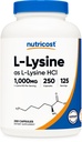 Nutricost L-Lysine 1000mg, 250 캡슐 - 모자, 글루텐, 비 GMO 당 500mg