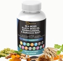 바다 모스 3000mg 검정씨 기름 2000mg Ashwagandha 1000mg Turmeric 1000mg Bladderwrack 1000mg Burdock 1000mg & 비타민 C & D3 Elderberry Manuka Dandelion 황색 독 Iodine Chlorophyll ACV