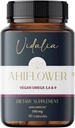 Ahiflower 오일 Vegan 오메가 3, 6 & 9. 90 캡슐. 믹스 슈퍼 푸드에 의해 비탈리아. 45 인분. Excelent 지속 가능한 소스. 비건 100%. 아니 물고기