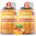 비타민 B2 Gummies | 성인과 어린이를 위한 리보플라빈 400mg | 에너지 및 편두통 구호를 위한 마그네슘 & CoQ10 | 설탕 무료 B2 비타민 VIT B | 비 GMO, 비건, 120 개