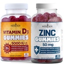 새로운 AGE 면역 방어 콤보 - 2 팩 - 비타민 D3 Gummies 5000 IU 125mcg & 높은 힘 아연 Gummies, 면역 부스터 120 조사