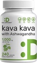 Deal Supplement Kava Kava Supplement 750mg Per 서빙, 240 캡슐, 4 개월 공급 - Ashwagandha 뿌리 분말 Kava Kava 뿌리 추출물 - Non-GMO