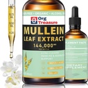 Lungs - 유기 Mullein 잎 추출물 - Lung Cleanse & Detox, Respiratory 및 Immune 지원, 자연적인 초본 보충교재, 액체로, Tincture, 차, 2 FL OZ