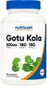Nutricost Gotu Kola 500 MG, 180 캡슐 - 채식 캡슐, 글루텐 무료, 비 GMO