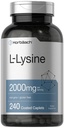 Horbäach L-Lysine 보충교재 2000mg | 240의 모자 | 자유로운 모양 L-Lysine 염산염 | 채식주의자, 비 GMO, 글루텐 자유로운