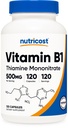 과량 비타민 B1 (Thiamine) 500mg의 120의 캡슐