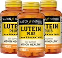 Zeaxanthin, 눈 건강 & 시각 지원 보충교재, 비타민 A, C, E, 아연 & 구리, 60의 정제 (포장 3)를 가진 MASON NATURAL Lutein 플러스