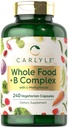 Carlyle Vitamin B Complex 전체 식품 혼합 | 240 캡슐 | 남성과 여성을 위한 일일 멀티 비타민 | B1, B2, B6, B12, Folate, Niacin, L-Methylfolate | Non-GMO & Vegetarian Supplement
