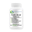 Folic 산 Folate 5mg (B9) Prenatal, Reproductive 건강, Homocysteine, Metabolism, 심장 혈관, 뼈, 면역 지원, 알레르기 무료, 비 GMO - 100 Vegan 캡슐