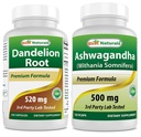 제일 자연적인 Dandelion 뿌리 520 mg & Ashwagandha 추출물 500 Mg