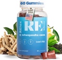 Ashwagandha & Vitamin D Gummies | 다이어트 보조제 | 칼로리 지원을위한 KSM 66 Ashwagandha | L-Theanine Lemon Balm | 천연 허브 비 GMO 설탕 무료 글루텐 젤라틴 무료 | 1 팩