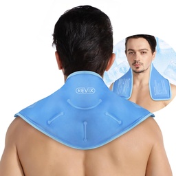 REVIX 목 아이스 팩 랩 - 목과 어깨를위한 재사용 가능한 핫 콜드 젤 팩, 소프트 Plush Lining, Cervical 젤 얼음 랩 포스트 운동 회복, 피로 및 휴식에 이상적인 대형 유연한 디자인