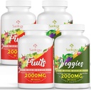 2000 MG 과일과 야채는, 35+ 과일과 야채, 100% 전체적인 음식 Superfoods 과일과 채소 보충교재, 에너지 균형, 설탕 자유로운, 채식주의자, 240의 정제 이상 자연적인 균형 보충합니다