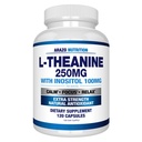 Arazo 영양 L-Theanine 250mg (Extra 힘) Inositol 100mg, 120 캡슐 채식