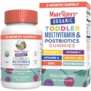 MaryRuth Organics Toddler Multivitamin Gummies + Postbiotics | USDA Organic | 아이의 나이에 대한 비타민 2+ | 면역 지원 | 비타민 C | 비타민 D3 | 비타민 A | 아연 | 비건 | 60 인분