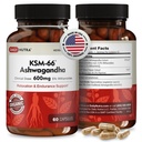 DailyNutra KSM-66 Ashwagandha 600mg 유기 뿌리 추출물 - 5% Withanolides를 가진 높은 힘 보충교재 | Relieves Tiredness, 지원 Relaxation, 초점, 에너지, & 근육 성장 (60의 캡슐)
