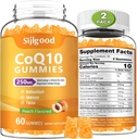 2 팩 CoQ10 Gummies, 플러스 Omega-3, 비타민 B3 및 아연, 마그네슘, 5X 높은 흡수 Coenzyme Q10 보충 교재, 부스트 세포 에너지, 유력한 산화 방지제 & 두뇌, 복숭아 풍미, 120 Cts를 위한 q10