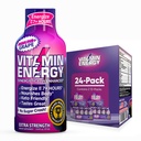 비타민 에너지 Immune+ 여분 힘 에너지 탄 포도 24 팩, 260mg 자연적인 카페인, B 비타민, Citicoline, 녹차, Immunity & 초점 지원, 영 설탕, 글루텐 자유로운 1.93 fl oz
