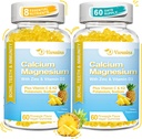 높은 흡수 칼슘 Gummies, 설탕 남자와 여자를 위한 비타민 D3를 가진 자유로운 칼슘 마그네슘 Gummies, 파인애플 풍미 120 Cts