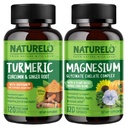 NATURELO Tumeric Curcumin, 식물 기반 관절 지원, 마그네슘 글리세라이드, 200 mg 마그네슘 - 글루텐 무료, 비 GMO - 120 캡슐