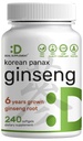 한국 빨간 Panax 인삼 뿌리 추출물, 7,500mg 서빙, 240 Softgels - 150mg 활성 인삼
