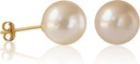 Handpicked Freshwater Pearl 스터드 귀걸이 14K 골드 도금 스털링 실버 라운드 여성용 Hypoallergenic