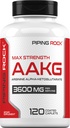 배관 바위 AAKG 보충교재 | 120의 모자 | 3600 mg | 아르기닌 알파 Ketoglutarate 보충교재 | Nitric 산화물 증강 | 최대 힘 | 채식주의자, 비 GMO, 글루텐 프리