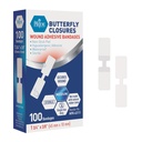 MED PRIDE Butterfly Wound 폐쇄 스트립 팩 100 Sterile Nonstick Hypoallergenic Latex Free Bandages for Cuts and Injuries (Medium)