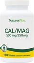 NaturesPlus Cal/Mag - 180 채식 정제 - 500 mg 칼슘, 250 mg 마그네슘 - 에너지 생산 및 전체 웰빙 지원 - 180 서빙