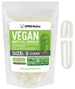 XPRS Nutra 크기 3 빈 캡슐 - 100 개 명확한 빈 채식 캡슐 - 채식 알약 - DIY 야채 캡슐 충전 - Veggie Pill Caps