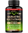Bariatric Multivitamin - 45 mg Iron Supplements - Made in USA - 여성 및 남성 - 올인원, 21 Essential Vitamins - 위장 소매 지원 - 설탕, 글루텐 & 콩 - 90 캡슐, 일일