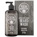 Beard Wash 샴푸 w/Argan & Jojoba 오일 - Softens & Strengthens - Natural Peppermint 및 Eucalyptus Scent - Beard 샴푸 w/Beard Oil (17 oz 샴푸)