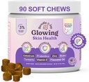 개, 90 Soft Chews, Colostrum, Omega 3 Fatty Acid, Salmon Oil 및 Turmeric, Supports Seasonal Allergies & Itchiness를 가진 개를 위한 뭉치 x Joy Glowing 피부와 외투 보충교재